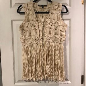 Winter kate macrame fringe vest small